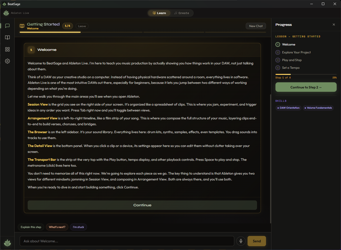 BeatSage in gold accent