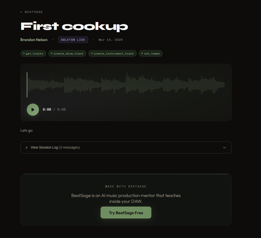 A shared cookup page with audio player and chat log